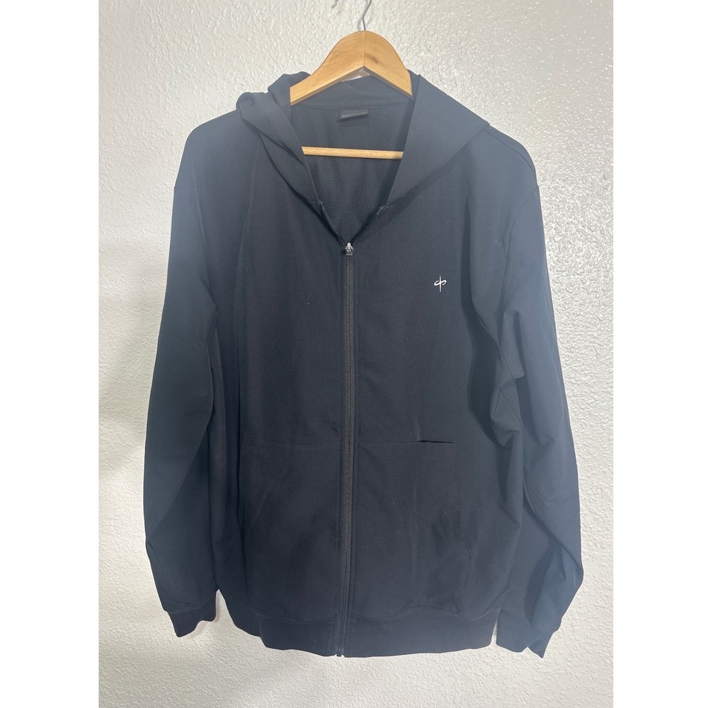 Santo Studio Mens Black Full Zip Hoodie Technical Lightweight Jacket Large - Picture 3 of 13